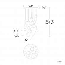 Schonbek Beyond BPD40215-BK - Quest 15 Light 120-277V Multi-Light Pendant (Round Canopy) in Black with Optic Haze Quartz