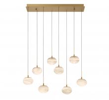 Lib & Co. US 12124-030 - Calcolo, 8 Light Rectangular LED Chandelier, Painted Antique Brass