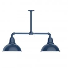 Montclair Light Works MSD106-50-W12-L12 - 12" Cafe shade, 2-light LED Stem Hung Pendant with wire grill, Navy