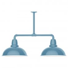 Montclair Light Works MSD108-54-T24-L13 - 16" Cafe shade, 2-light LED Stem Hung Pendant, Light Blue