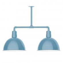 Montclair Light Works MSD117-54-L13 - 16" Deep Bowl shade, 2-light LED Stem Hung Pendant, Light Blue