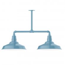 Montclair Light Works MSD184-54-T24-L13 - 16" Warehouse shade, 2-light LED Stem Hung Pendant, Light Blue