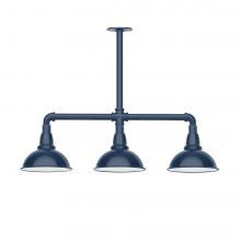 Montclair Light Works MSK105-50-T24-L10 - 8" Cafe shade, 3-light LED Stem Hung Pendant, Navy