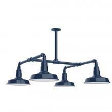 Montclair Light Works MSP181-50-L12 - 10" Warehouse shade, 4-light LED Stem Hung Pendant, Navy