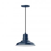 Montclair Light Works PEB182-50-L12 - 12" Warehouse shade, LED Pendant with black cord and canopy, Navy