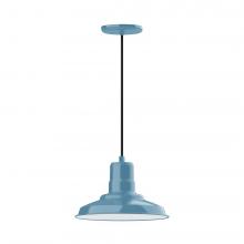 Montclair Light Works PEB182-54-C21-L12 - 12" Warehouse shade, LED Pendant with white cord and canopy, Light Blue