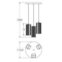 Hammerton  CHB0020-03-FB-0-C01-E2 - Downtown Mesh Round 3pc Multi-Pendant