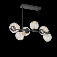 Hammerton  PLB0086-T6-MB-FA-001-L1 - Luna 6pc Twisted Branch-Matte Black-Floret Inner - Amber Outer-Threaded Rod Suspension-LED 2700K