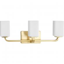 Progress P300370-012 - Cowan Collection Three-Light Modern Satin Brass Etched Opal Glass Bath Vanity Light