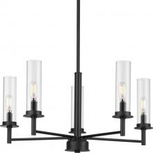 Progress P400251-031 - Kellwyn Collection Five-Light Matte Black and Clear Glass Transitional Style Chandelier Light