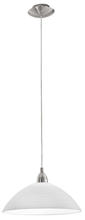 Eglo 88491A - 1x60W Pendant w/ Matte Nickel Finish & Hand Brushed White Glass