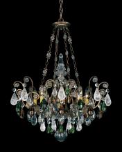 Schonbek 1870 3587-23OS - Renaissance Rock Crystal 8 Light 120V Pendant in Etruscan Gold with Olivine & Smoke Quartz Crystal