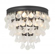 Crystorama 135-MK-FR - Calypso 3 Light Crystal Teardrop Matte Black Flush Mount