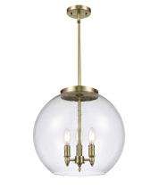 Innovations Lighting 221-3S-AB-G124-16-LED - Athens - 3 Light - 16 inch - Antique Brass - Cord hung - Pendant