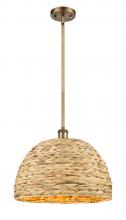 Innovations Lighting 516-1S-BB-RBD-16-NAT - Woven Rattan - 1 Light - 16 inch - Brushed Brass - Mini Pendant