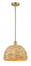 Innovations Lighting 516-1S-SG-RBD-12-NAT - Woven Rattan - 1 Light - 12 inch - Satin Gold - Mini Pendant