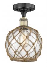 Innovations Lighting 616-1F-BAB-G122-8RB - Farmhouse Rope - 1 Light - 8 inch - Black Antique Brass - Semi-Flush Mount