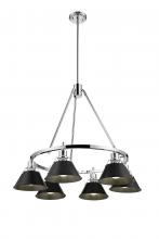 Golden 3306-6 CH-BLK - Orwell 6-Light Chandelier in Chrome with Matte Black