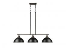 Golden 3602-3LP RBZ-BLK - Duncan 3-Light Linear Pendant in Rubbed Bronze with Matte Black