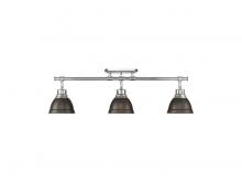 Golden 3602-3SF CH-RBZ - Duncan 3-Light Semi-Flush - Track Light in Chrome with Rubbed Bronze