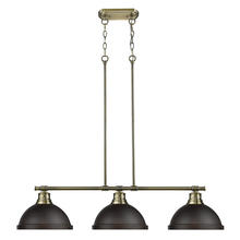 Golden 3602-3LP AB-RBZ - Duncan 3-Light Linear Pendant in Aged Brass with Rubbed Bronze