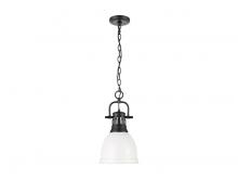 Golden 3602-S BLK-WHT - Duncan Small Pendant with Chain in Matte Black with Matte White