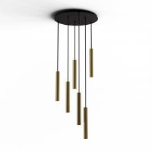 Koncept Inc CMP-C6-S-12-BRS - Combi Pendant 12" Circular 6 Combo Brass with Matte Black Canopy, Suspension / Flush Mount 2-in-