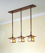 Arroyo Craftsman CICH-8/3BM-BK - 8" carmel 3 light in-line chandelier with bungalow overlay