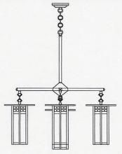 Arroyo Craftsman GCH-9L/4-1GW-BZ - 9" glasgow long body 4 light chandelier, center light