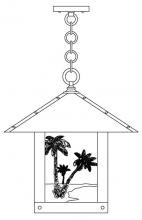 Arroyo Craftsman TRH-16PTCR-BK - 16" timber ridge pendant with palm tree  filigree