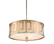 Lucas McKearn GN/LEMURIA/P/L-S - Lemuria 3 Light Duo-Mount Large Pendant - Antique Silver Ivory Shade