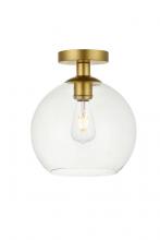 Elegant LD2210BR - Baxter 1 Light Brass Flush Mount With Clear Glass