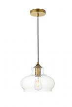 Elegant LD2246BR - Destry 1 Light Brass Pendant With Clear Glass