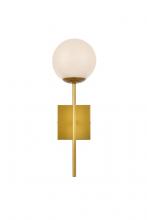 Elegant LD2360BR - Neri 1 light brass and white glass wall sconce