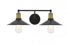 Elegant LD4033W21BRB - Etude 2 light brass and black Wall Sconce