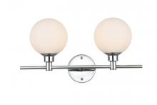 Elegant LD7317W19CH - Cordelia 2 light Chrome and frosted white Bath Sconce