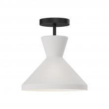 ALORA SF473710MBOP - Betty 10-in Matte Black/Opal Glass 1 Light Semi Flush Mount