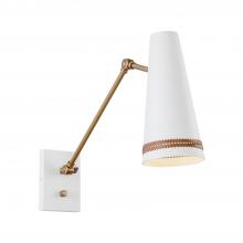 ALORA WV342105MWHL - Brickell 5-in Matte White/Hazelnut Leather 1 Light Wall/Vanity