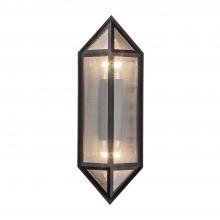 ALORA EW332705BKCR - Cairo 5-in Black/Ribbed Glass 2 Lights Exterior Wall Sconce