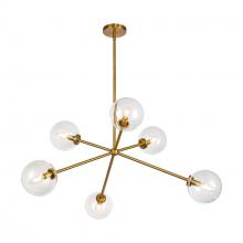 ALORA CH549640AGCL - Cassia 40-in Aged Brass/Clear Glass 6 Lights Chandelier