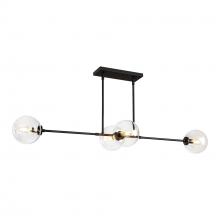 ALORA LP549448MBCL - Cassia 48-in Matte Black/Clear Glass 4 Lights Linear Pendant