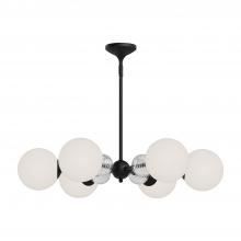 ALORA CH415330MBOP - Celia 30-in Matte Black/Opal Glass 6 Lights Chandeliers