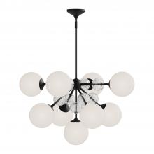 ALORA CH415331MBOP - Celia 31-in Matte Black/Opal Glass 9 Lights Chandeliers