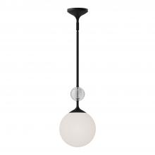 ALORA PD415308MBOP - Celia 8-in Matte Black/Opal Glass 1 Light Pendant