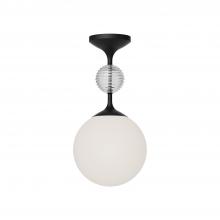 ALORA SF415308MBOP - Celia 8-in Matte Black/Opal Glass 1 Light Semi Flush Mount