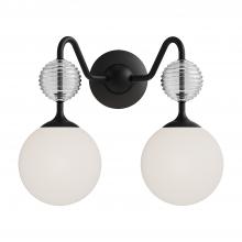 ALORA VL415315MBOP - Celia 15-in Matte Black/Opal Glass 2 Lights Vanity