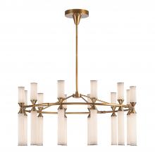 ALORA CH348038VBFR-UNV - Edwin 38-in Vintage Brass/Frosted Ribbed Glass LED Chandeliers