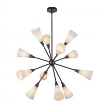 ALORA CH462039MBGR - Cosmo 39-in Matte Black/Glossy Ribbed Opal Glass Socket Chandelier