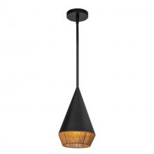 ALORA PD633107MBBR - Daphne 7-in Matte Black/Brown Cotton Rope 1 Light Pendant