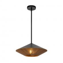 ALORA PD633215MBBR - Daphne 15-in Matte Black/Brown Cotton Rope 1 Light Pendant